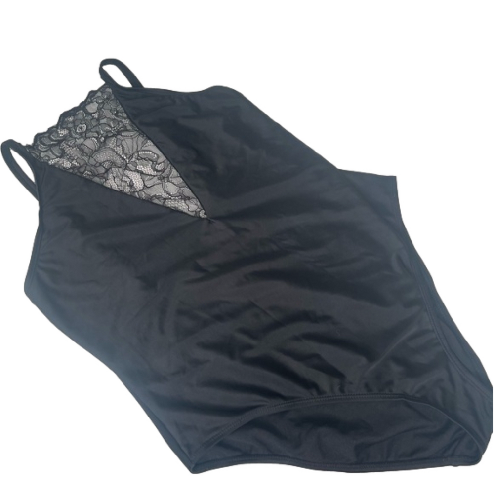 Wolf & Whistle One Piece Swimsuit Size US10/UK14 Women’s Black Lace Deep V-Neck